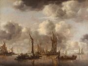 Jan van de Capelle Shipping Scene with a Dutch Yacht Firing a Salut (mk08) oil painting picture wholesale